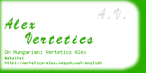 alex vertetics business card